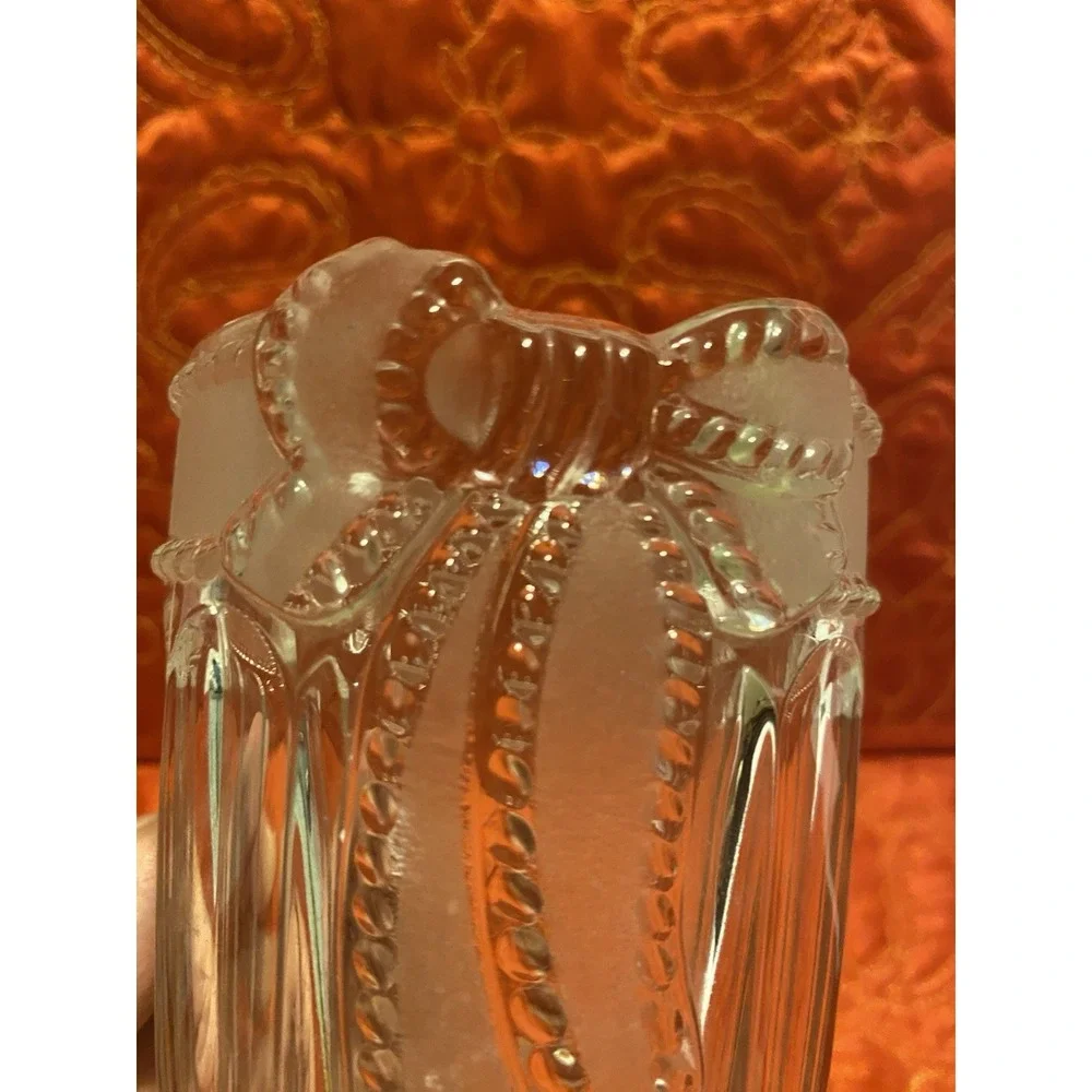 Vintage Evita Merci Cherie Collection  Vase Germany 24% Lead Crystal‎ Ribbon Bow